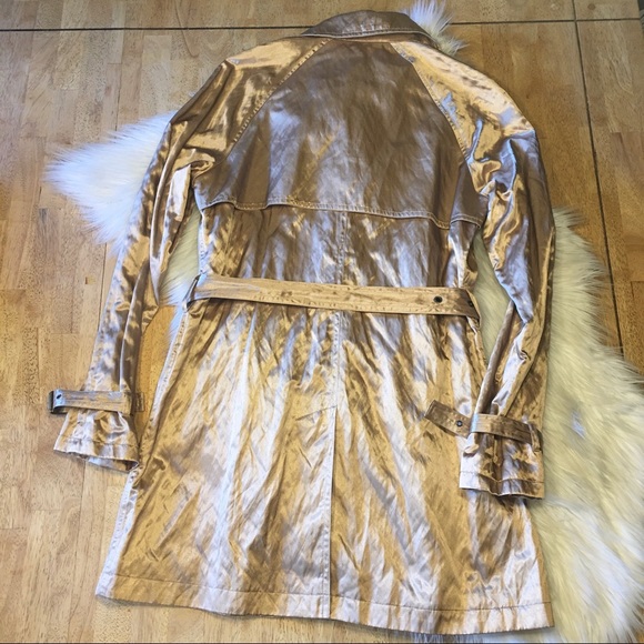 Michael Kors Metallic Gold Trench Coat M - Picture 4 of 14